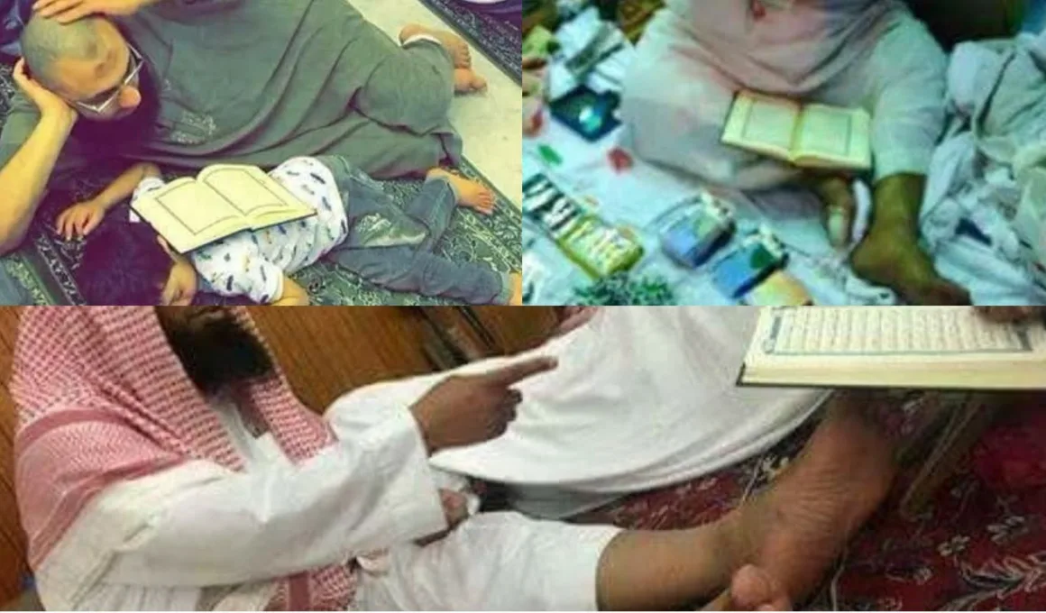 Pictures Of People Disrespecting Quran in Holy Mosque