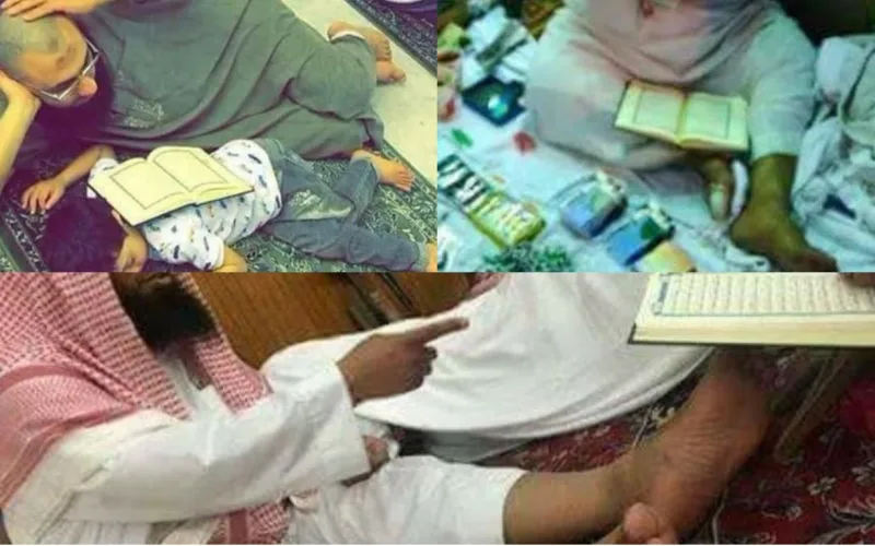 Pictures Of People Disrespecting Quran in Holy Mosque