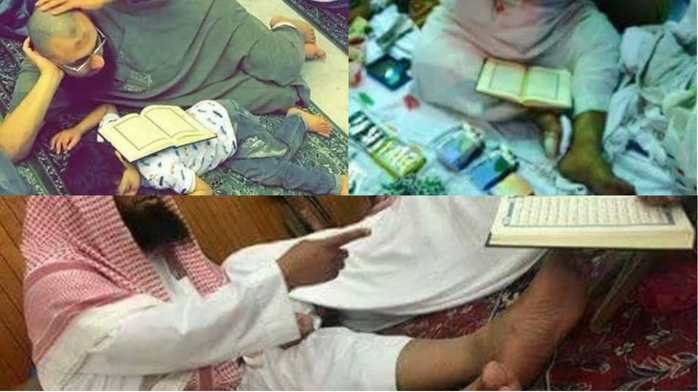 Pictures Of People Disrespecting Quran in Holy Mosque