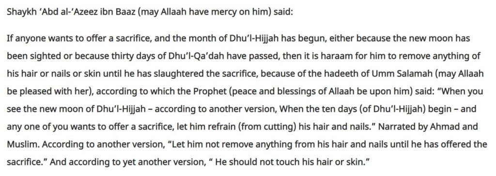 Cutting Nails and Trimming Hair Before Dhul Hijjah - Eid Ul Adha