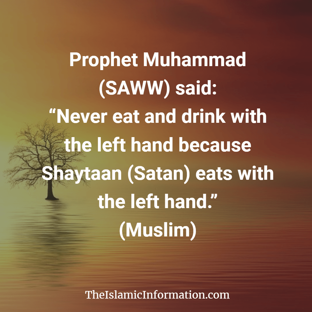 drink water right hand hadith