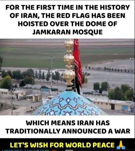 red flag on iran mosque