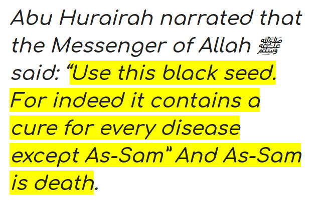 Abu Hurairah Prophet Muhammad black seed