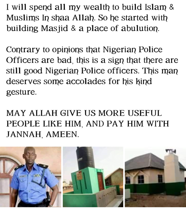 police officer from nigeria who built a mosque