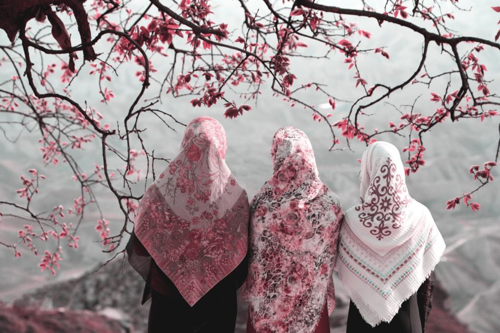 muslim woman hijab cherry blossom