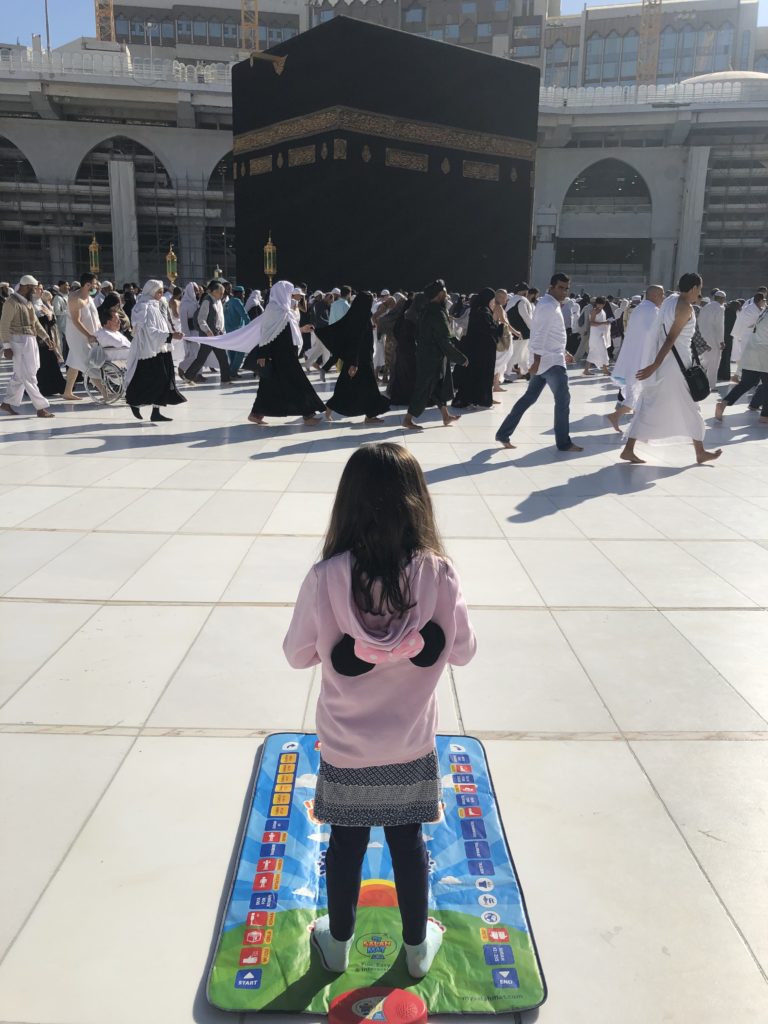 my salah mat boy praying kaaba