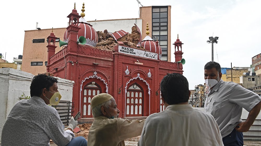 200 year old mosque damaged after rain in delhi indian capital