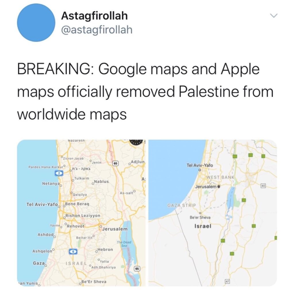 Palestine removed Google map 6