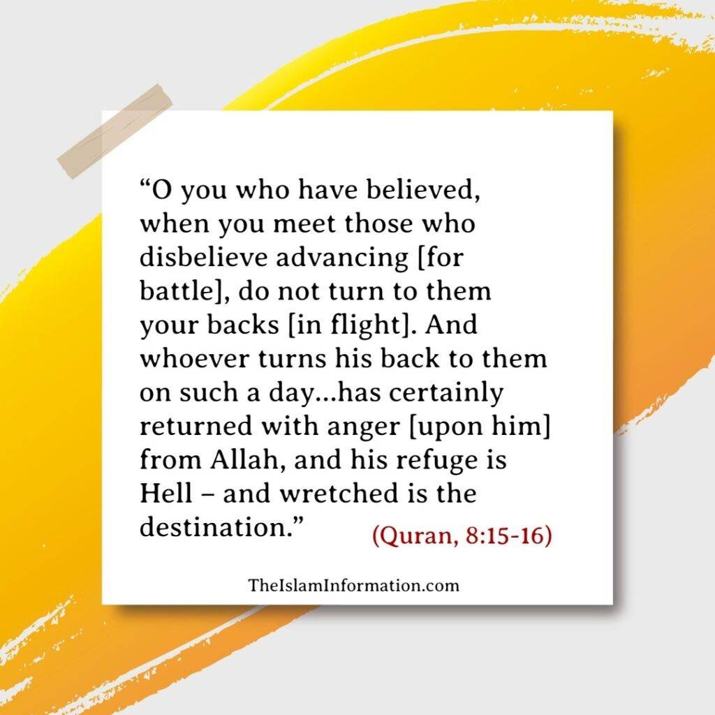 Quran about leaving battlefield