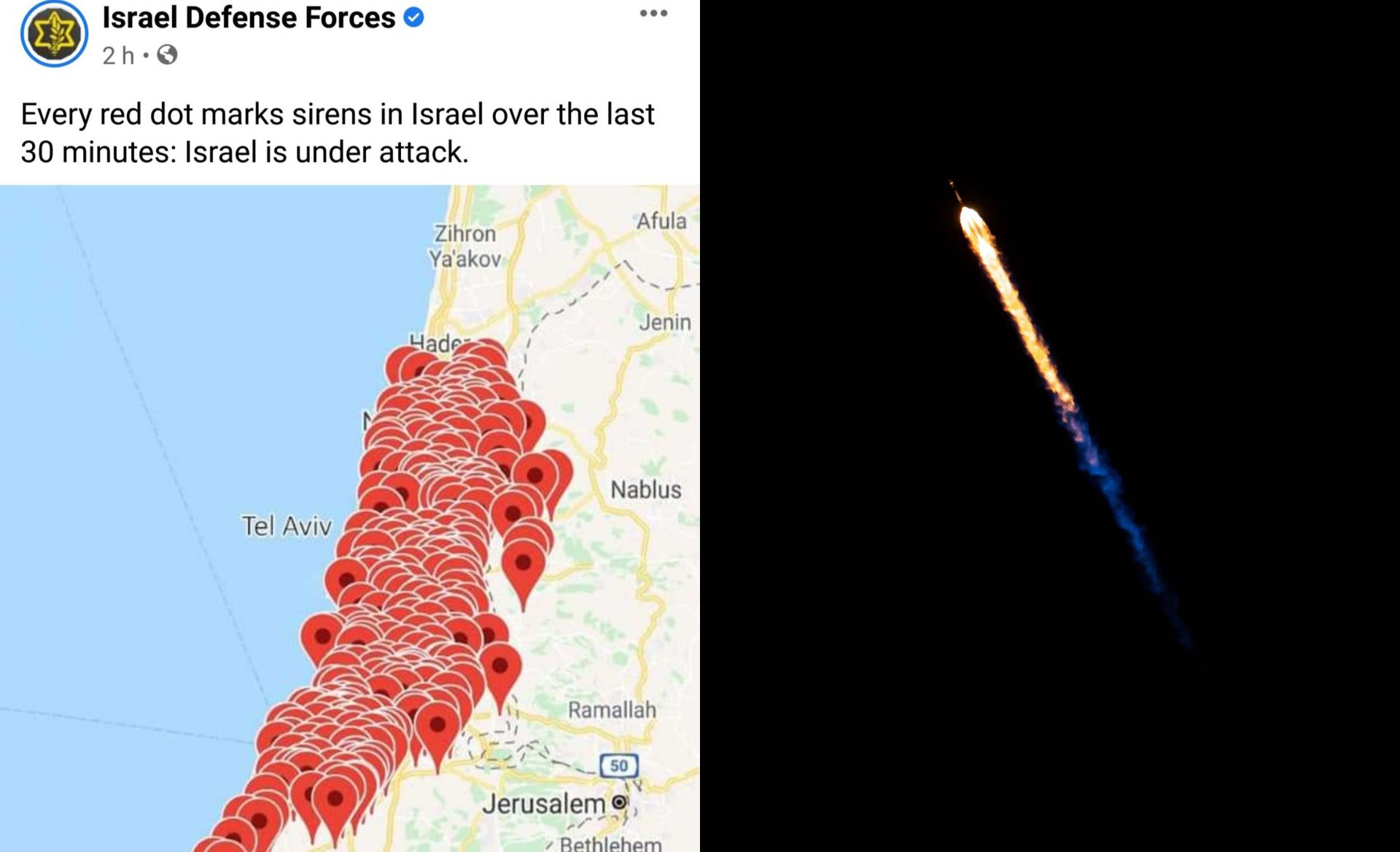 Hamas Launches 130 Rockets Towards Israel After Deadly Air Strike