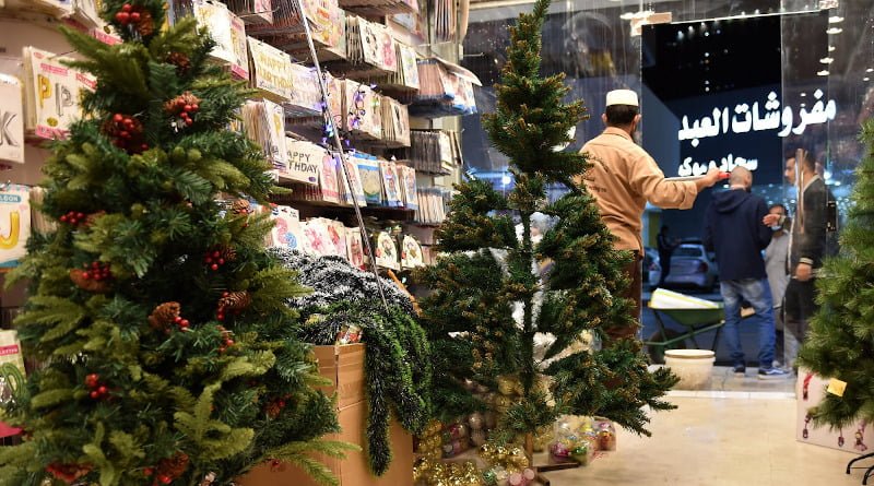 shops in saudi arabia decorated for christmas