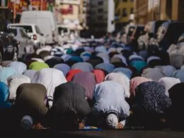 Muslims praying on Friday in Dubai
