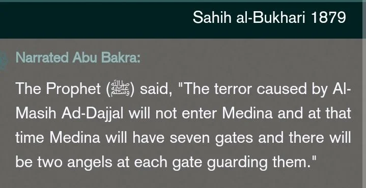 Hadith about Dajjal and gates of Madinah