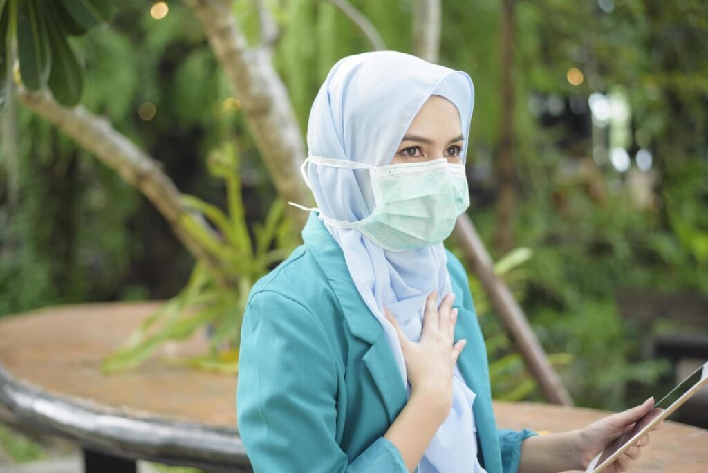 face mask girl in scarf