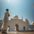 Muslim man praying salah in dubai mosque