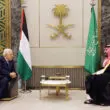mohammad bin salman with the president of Palestine Abbas