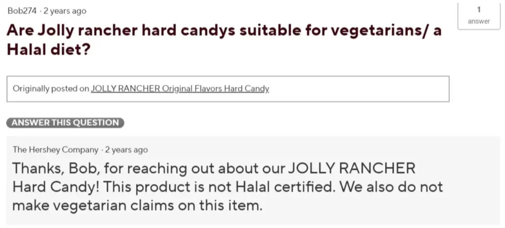 jolly ranchers not halal proof