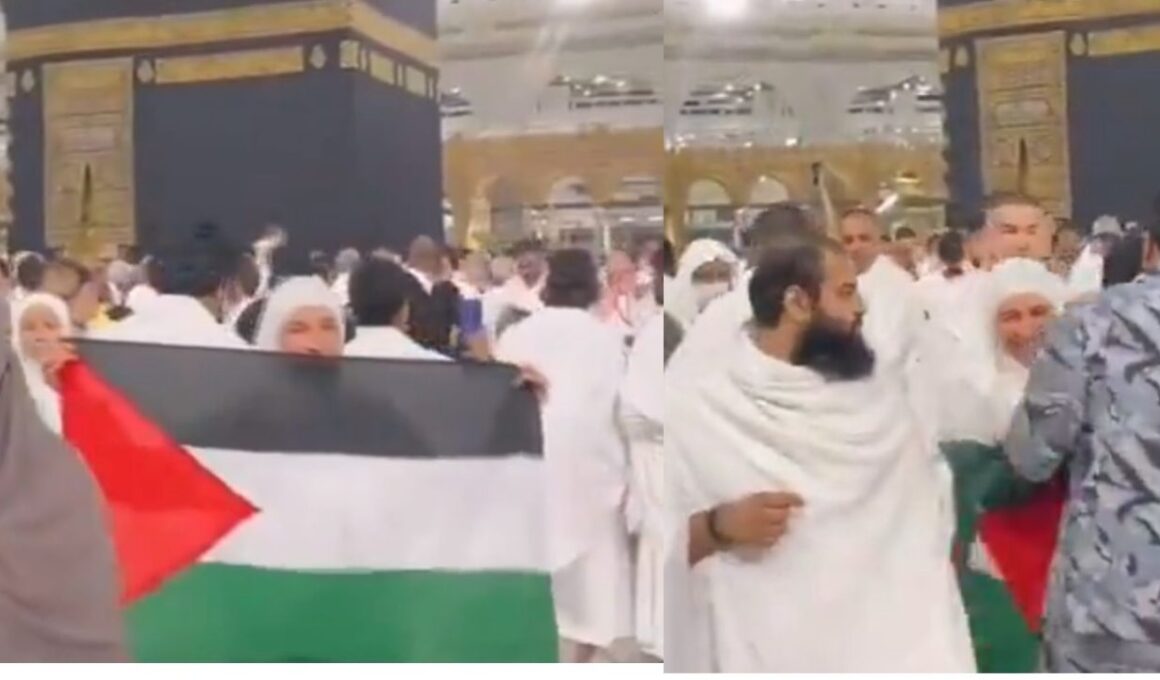 Saudi Security Stops Woman From Raising Palestinian Flag In Front of The Kaaba