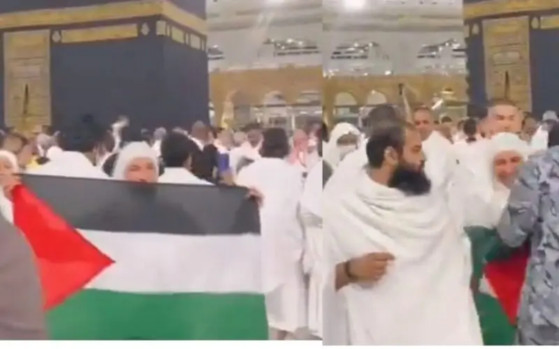 Saudi Security Stops Woman From Raising Palestinian Flag In Front of The Kaaba