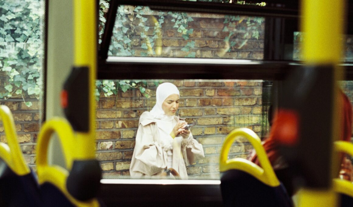 hijabi women in her backyard in UK