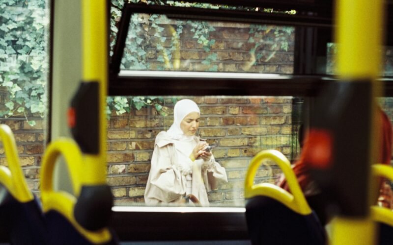 hijabi women in her backyard in UK