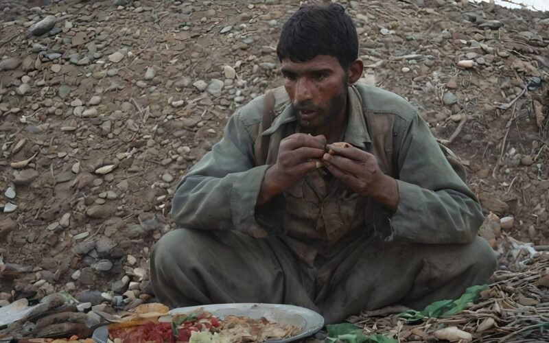 poor man having meal gaza