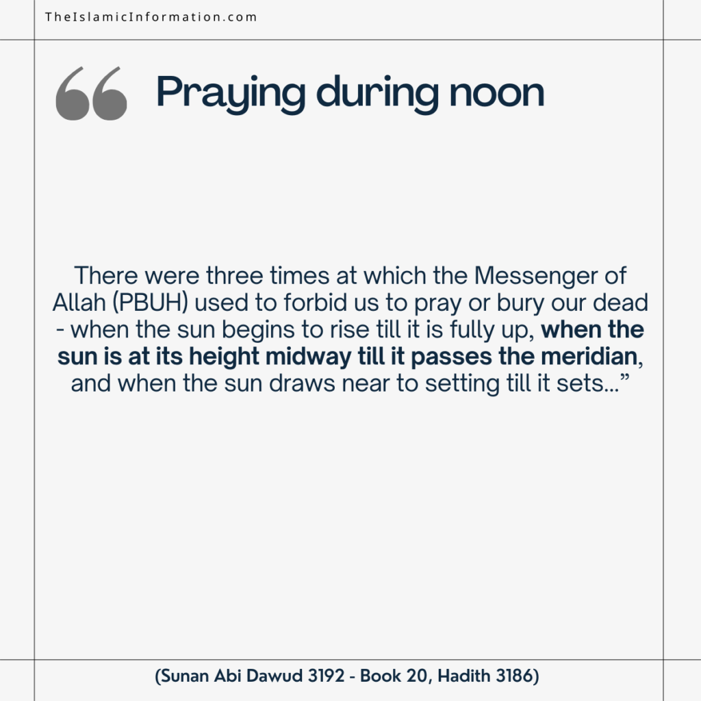 hadith about praying during noon