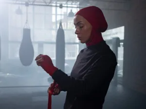 woman preparing for boxing in hijab 8736748