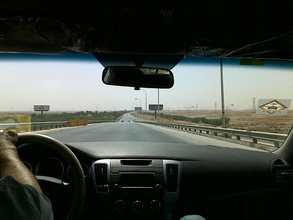 At Saudi... In taxi from airport to our compound in Riyadh.