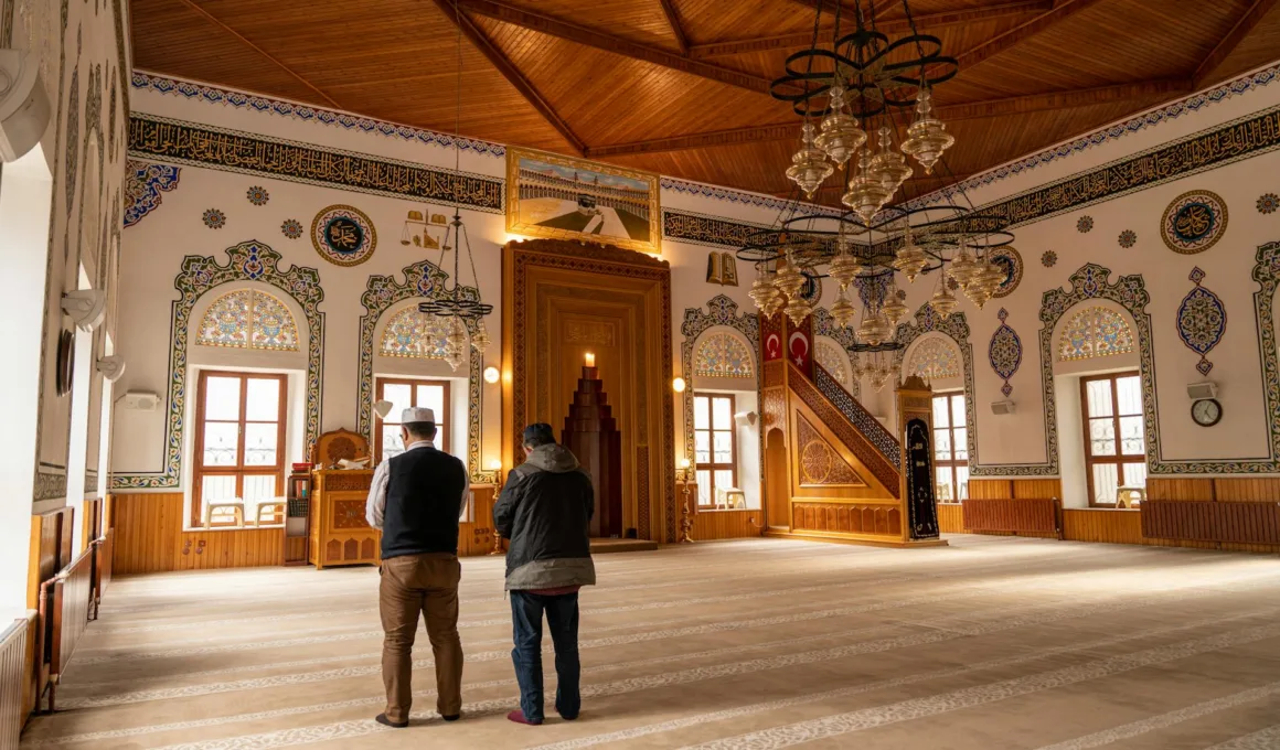 praying in a beautiful mosque