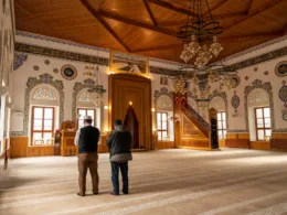 praying in a beautiful mosque