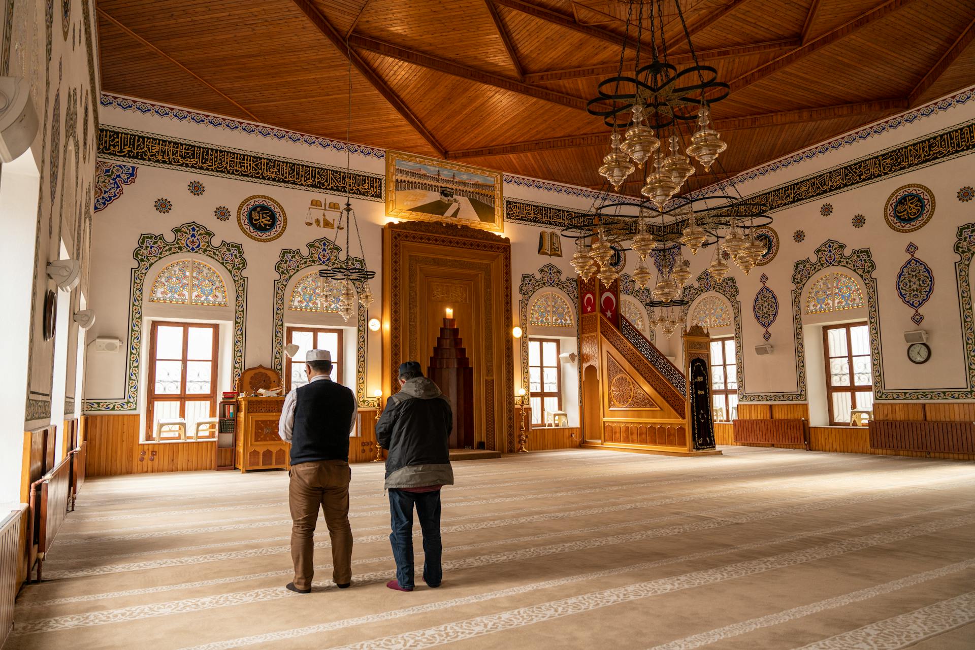 praying in a beautiful mosque