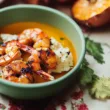 grilled shrimp, cauliflower, rose sauce