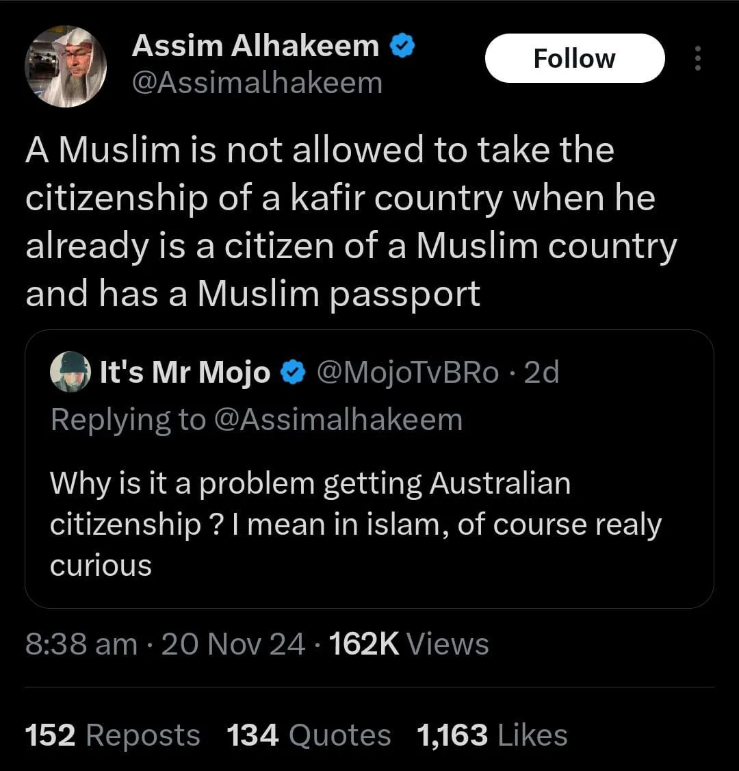 assim alhakeem citizenship non muslim countries