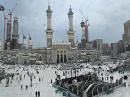 rainy weather outside masjid al haram