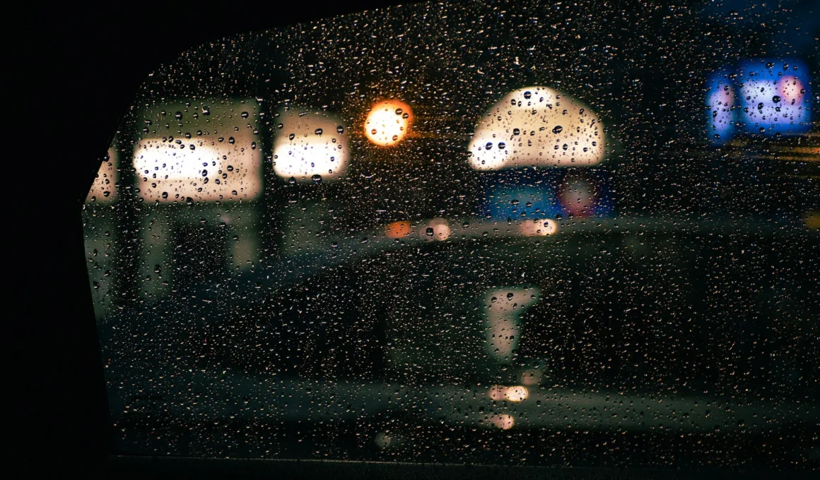 water droplets on car side mirror