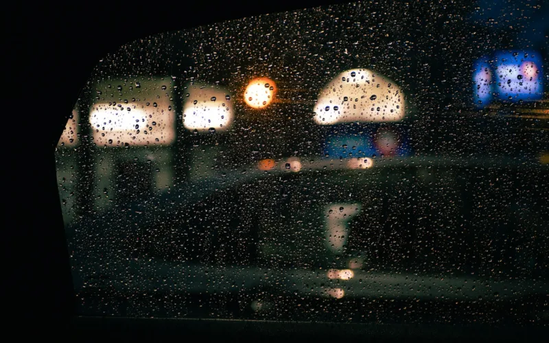 water droplets on car side mirror