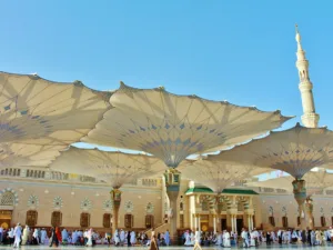 open umbrellas prophet's mosque 2024