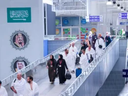 umrah pilgrims at the airport