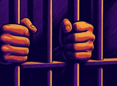 illustration of man in jail