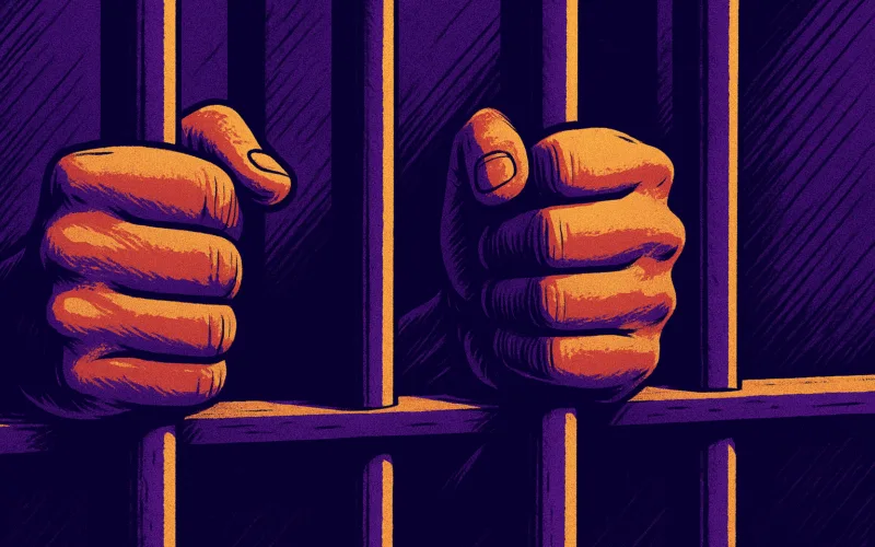illustration of man in jail