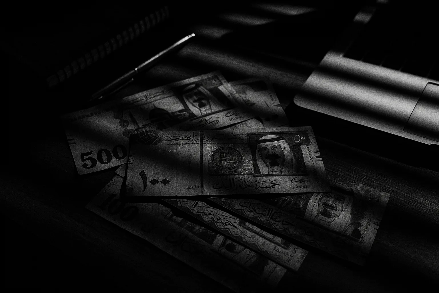 saudi riyals on the desk