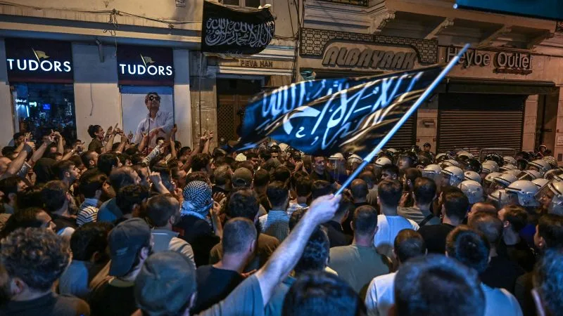 protests Leman cartoon magazine in Istanbul on June 30,2025
