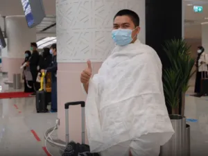indonesian pilgrim at King Abdul Aziz International Airport in Jeddah