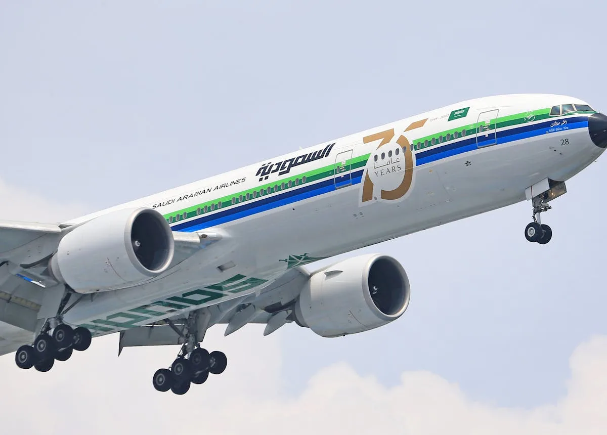 saudia airlines plane with 75 years livery