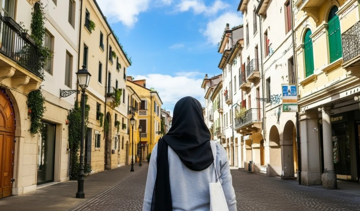 hijab woman on italian street