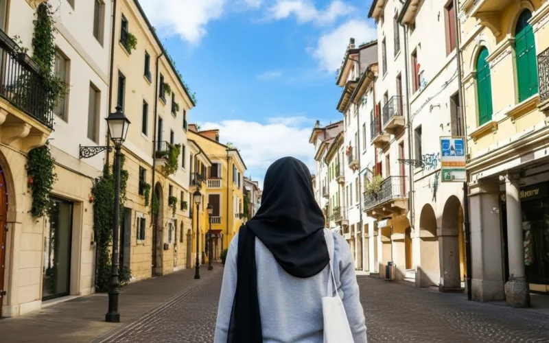 hijab woman on italian street