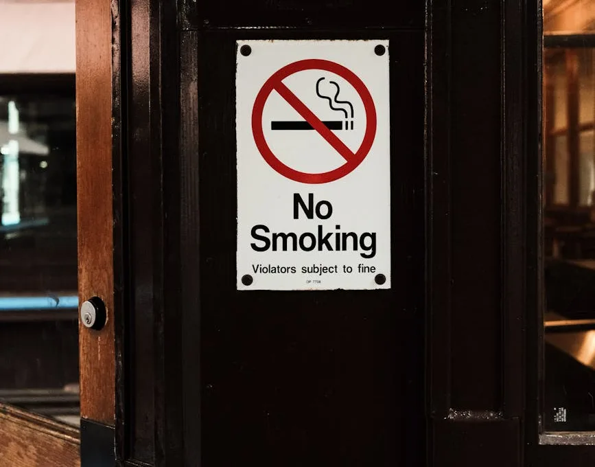 no smoking sign in indoor public space