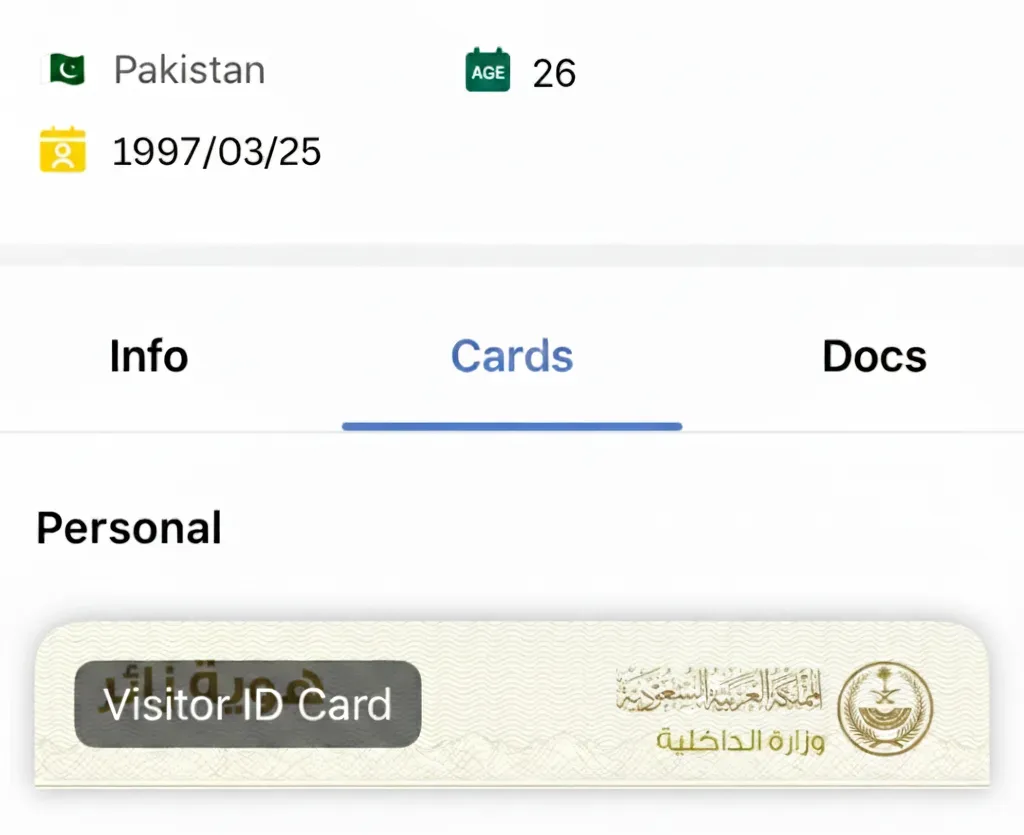 UMRAH VISITOR ID CARD DEMO