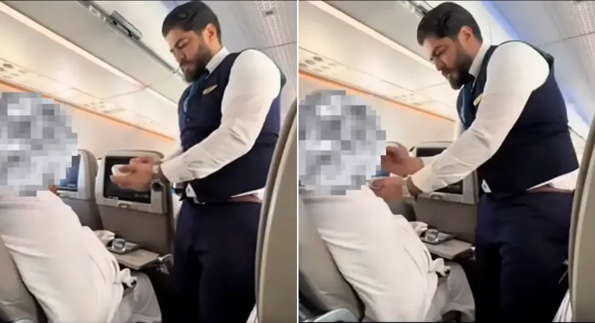 Flight Attendant Feeds Umrah Passenger With Parkinson's Disease